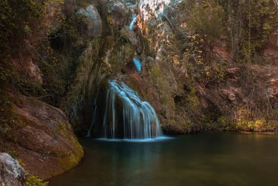 Scenic view of waterfall