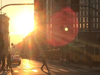 City street at sunset