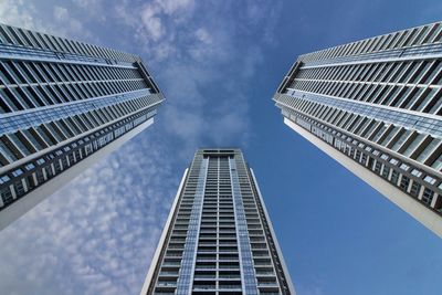 Low angle view of office building against sky