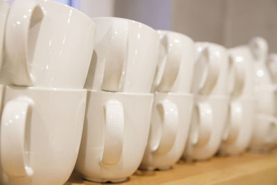 Close-up of white candies on table