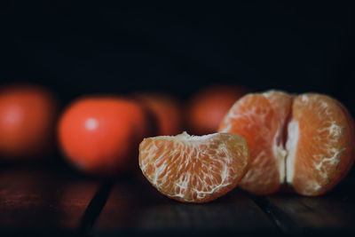 Close-up of orange fruit on table