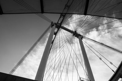 Low angle view of ferris wheel against cloudy sky