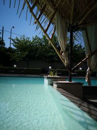 View of swimming pool against clear sky