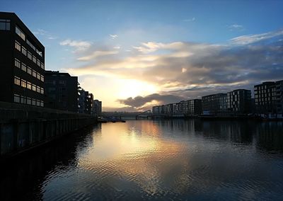 View of city at sunset
