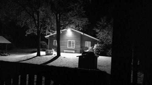 View of built structure at night