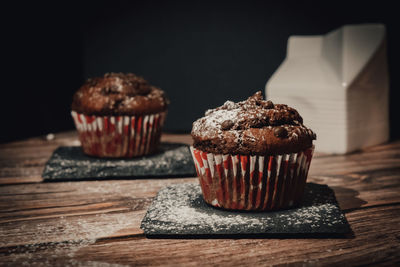 Close-up of cupcakes on table
