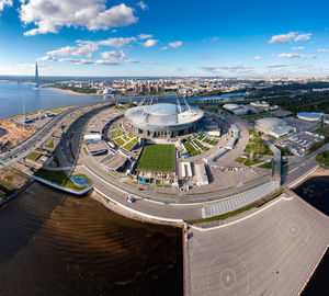 High angle view of city