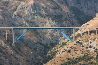 Bridge composed of iron that connects a large canyon to mean a concept