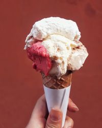 Hand holding ice cream cone