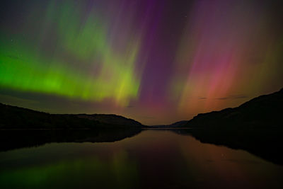 The northern lights over ullswater in the english lake district