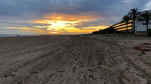 Scenic view of beach during sunset