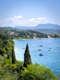 Scenic view of bay against sky