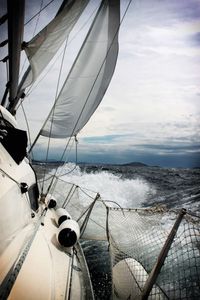 Cropped image of boat in sea