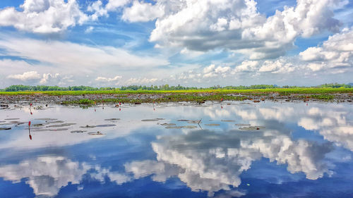 Scenic view of lake against sky