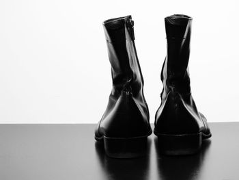 Close-up of shoes against white background