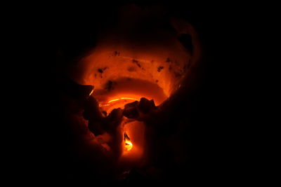 Close-up of bonfire at night