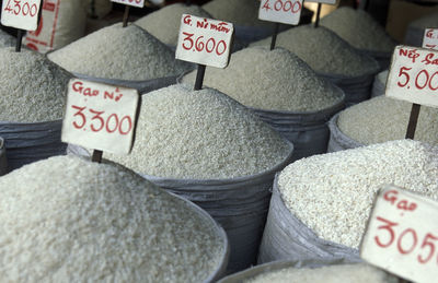 Rice in sacks at market