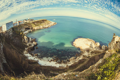 High angle view of beach against sky
