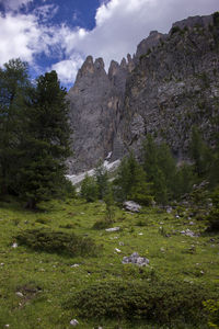 Scenic view of rocky mountains against sky