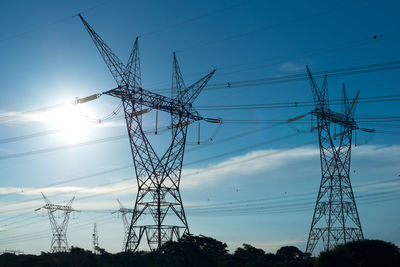 Electric power lines coming out from a substation at foz do iguazu, parana state, brazil