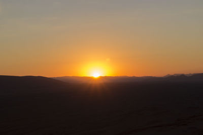 Scenic view of silhouette landscape against sky during sunset