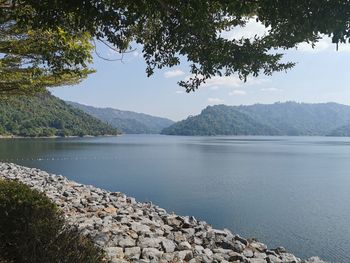 Scenic view of lake against sky