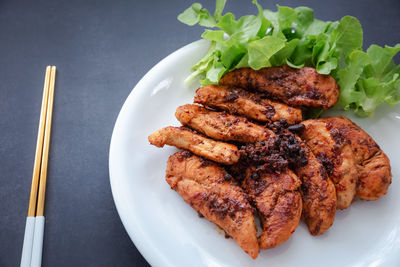 High angle view of meal on plate