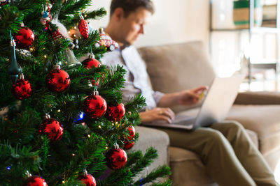 Close-up of christmas tree