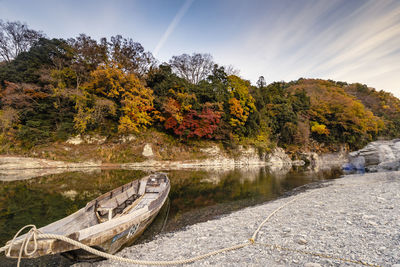 Scenic view of lake against sky during autumn