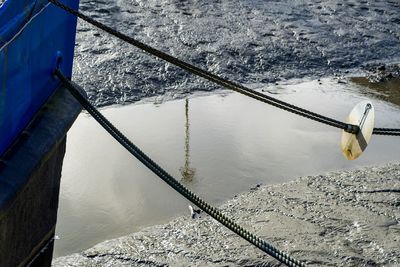 High angle view of boat in water