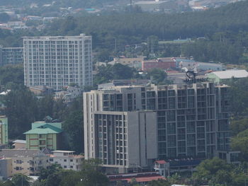 High angle view of buildings in city