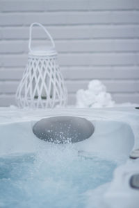 Close-up of ice on table