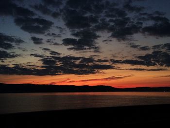 Scenic view of mountains at sunset