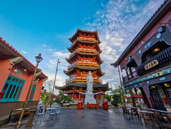 Low angle view of buildings in city