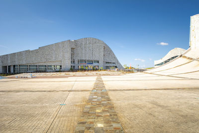 View of historical building against clear blue sky