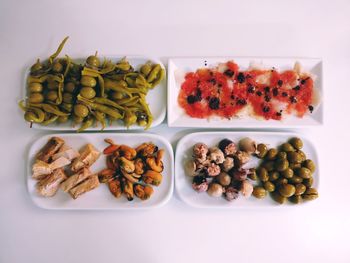 High angle view of fruits in plate