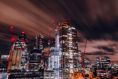 Illuminated city at night