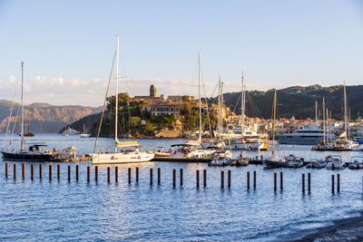 Boats in harbor