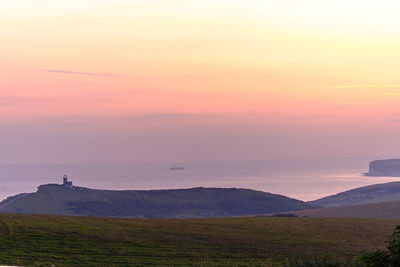 Scenic view of landscape against sky during sunset