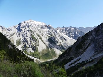 Scenic view of mountains against clear sky