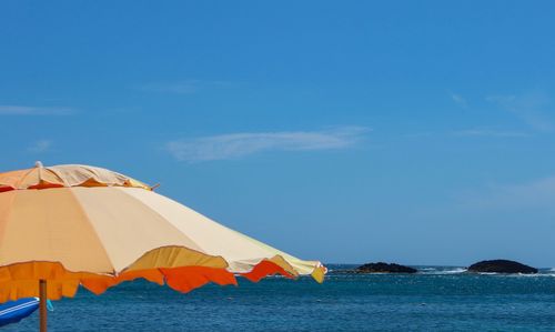 Scenic view of sea against blue sky