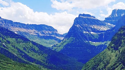 Panoramic view of snowcapped mountains against sky
