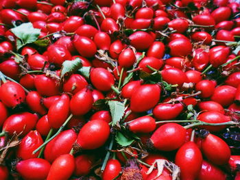 Full frame shot of cherries in market