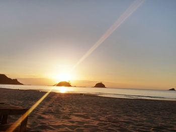 Scenic view of sunset over sea