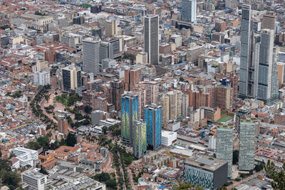 High angle view of city buildings