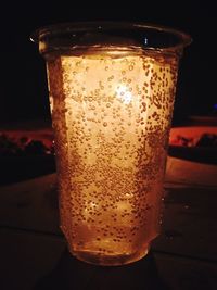 Close-up of beer in glass