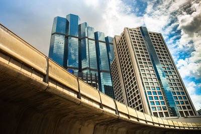 Low angle view of modern building against sky