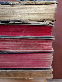 Close-up of stack of books