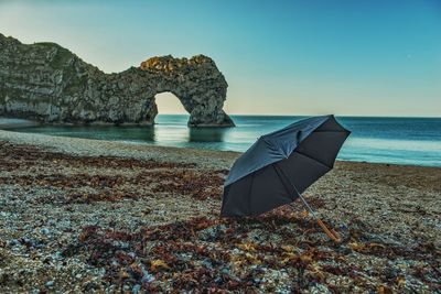 Scenic view of sea against clear sky