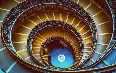 Directly above shot of spiral staircase